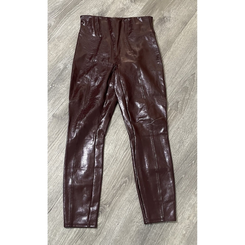 Spanx Faux Patent Leather Leggings Women's Size Small Ruby Red 20301Q 26x24